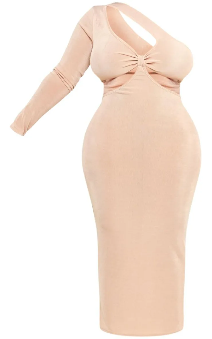 Plus Acetate Slinky Cut Out Maxi Dress-PrettyLittleThing Online