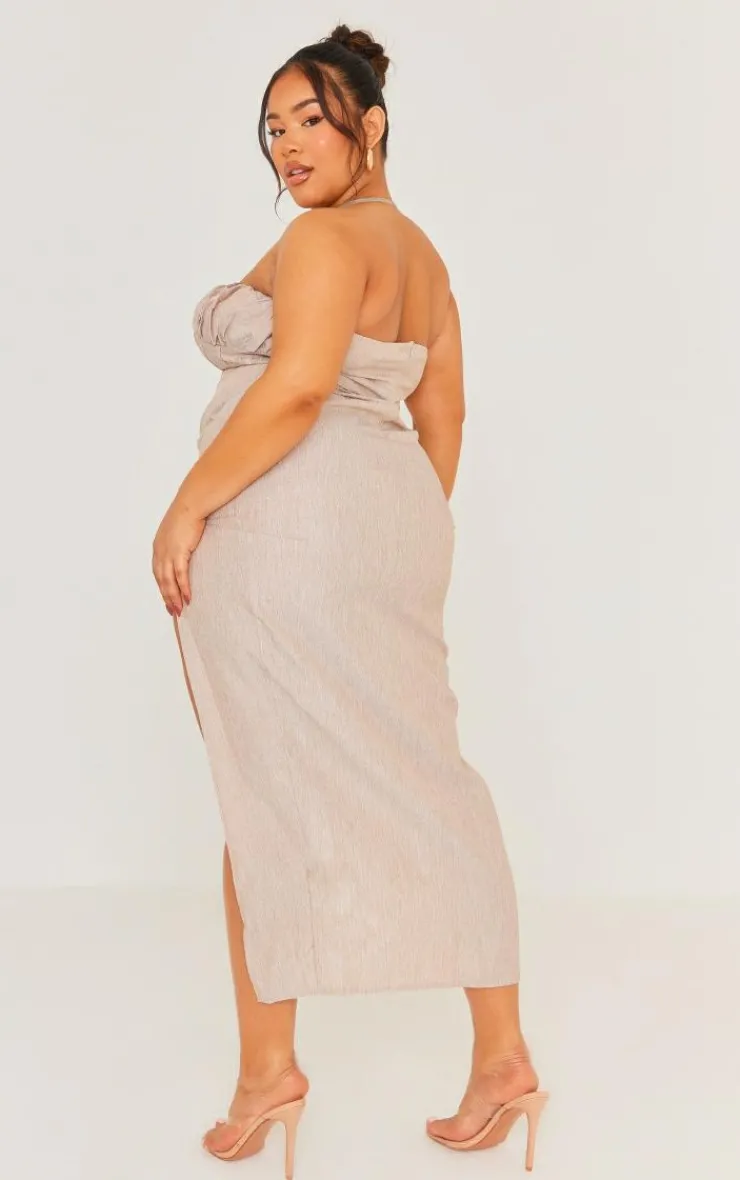 Plus Side Split Halterneck Midi Dress-PrettyLittleThing Sale