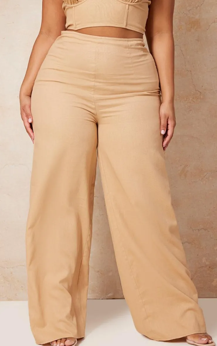 Clearance PrettyLittleThing Plus Wide Leg Pants Stone