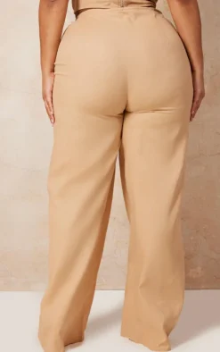 Clearance PrettyLittleThing Plus Wide Leg Pants Stone
