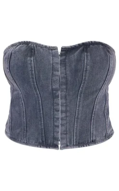 PrettyLittleThing Corsets*Plus Hook And Eye Bandeau Denim Corset