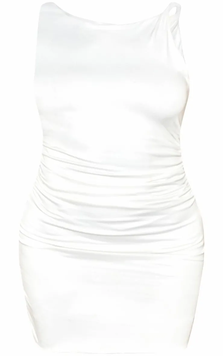 Plus Double Contour Twist Strap Ruched Bodycon Dress-PrettyLittleThing New