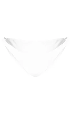 Plus White Ruched Tanga Bikini Bottoms