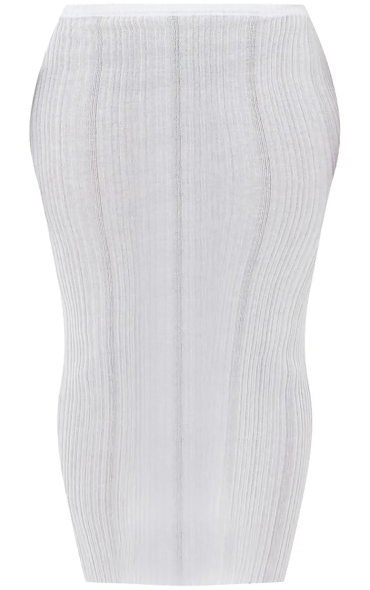 Outlet PrettyLittleThing Plus Sheer Knit Low Rise Maxi Skirt White