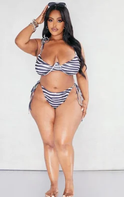 Plus Zebra Tie Side Bikini Bottoms