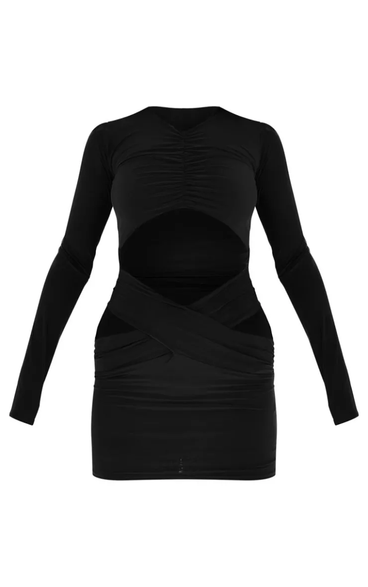 Premium Double Layer Slinky Extreme Cut Out Bodycon Dress-PrettyLittleThing Clearance