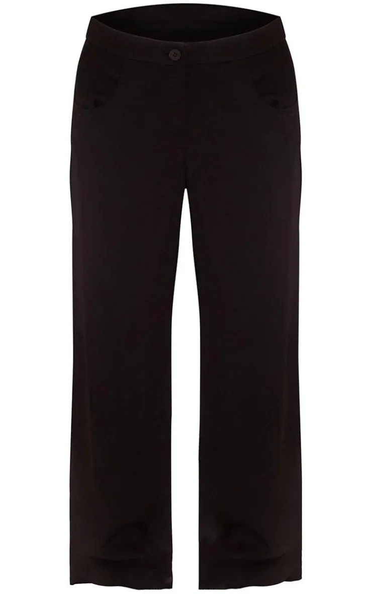New PrettyLittleThing Premium Woven High Waist Tailored Pants Black
