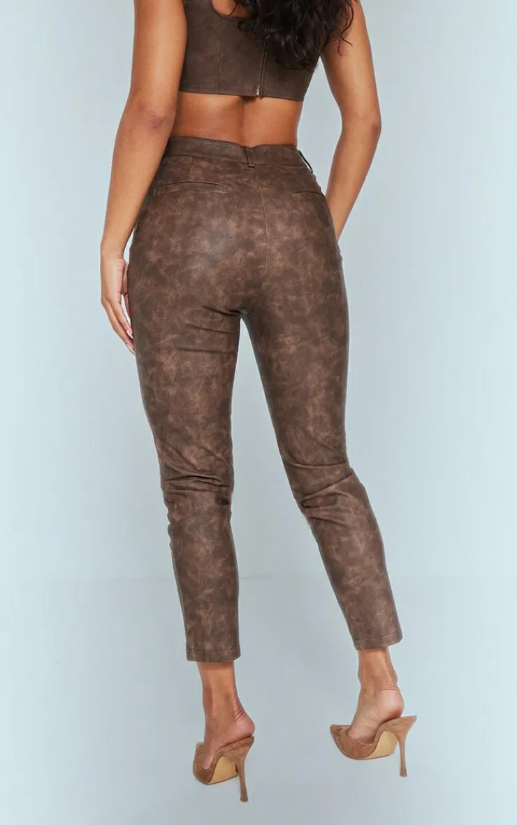 Premium Washed Faux Leather Cropped Pants-PrettyLittleThing Online