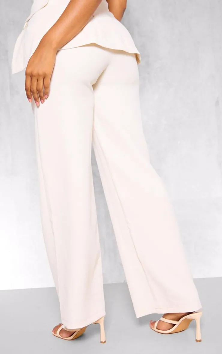 Outlet PrettyLittleThing Premium Tailored Woven High Waist Wide Leg Pants Cream