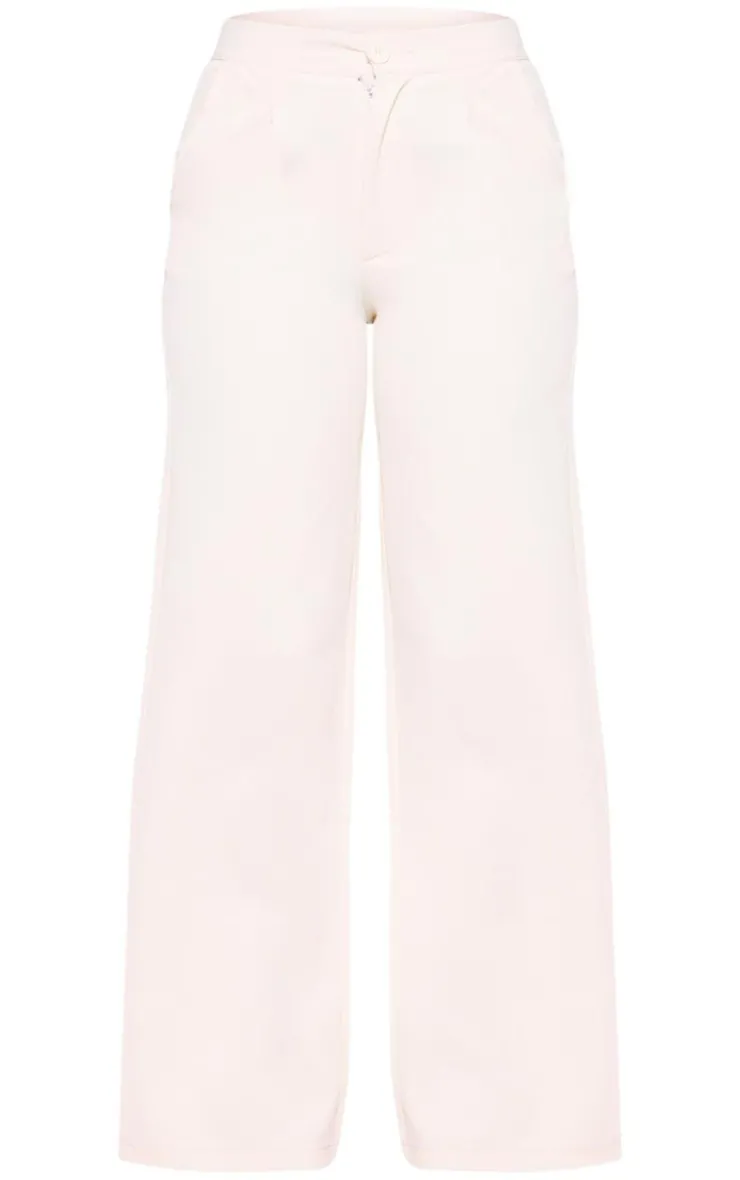 Outlet PrettyLittleThing Premium Tailored Woven High Waist Wide Leg Pants Cream