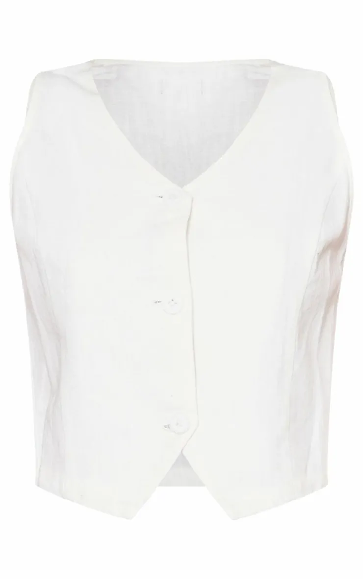 Online PrettyLittleThing Premium Linen Look Tailored Mini Skirt White
