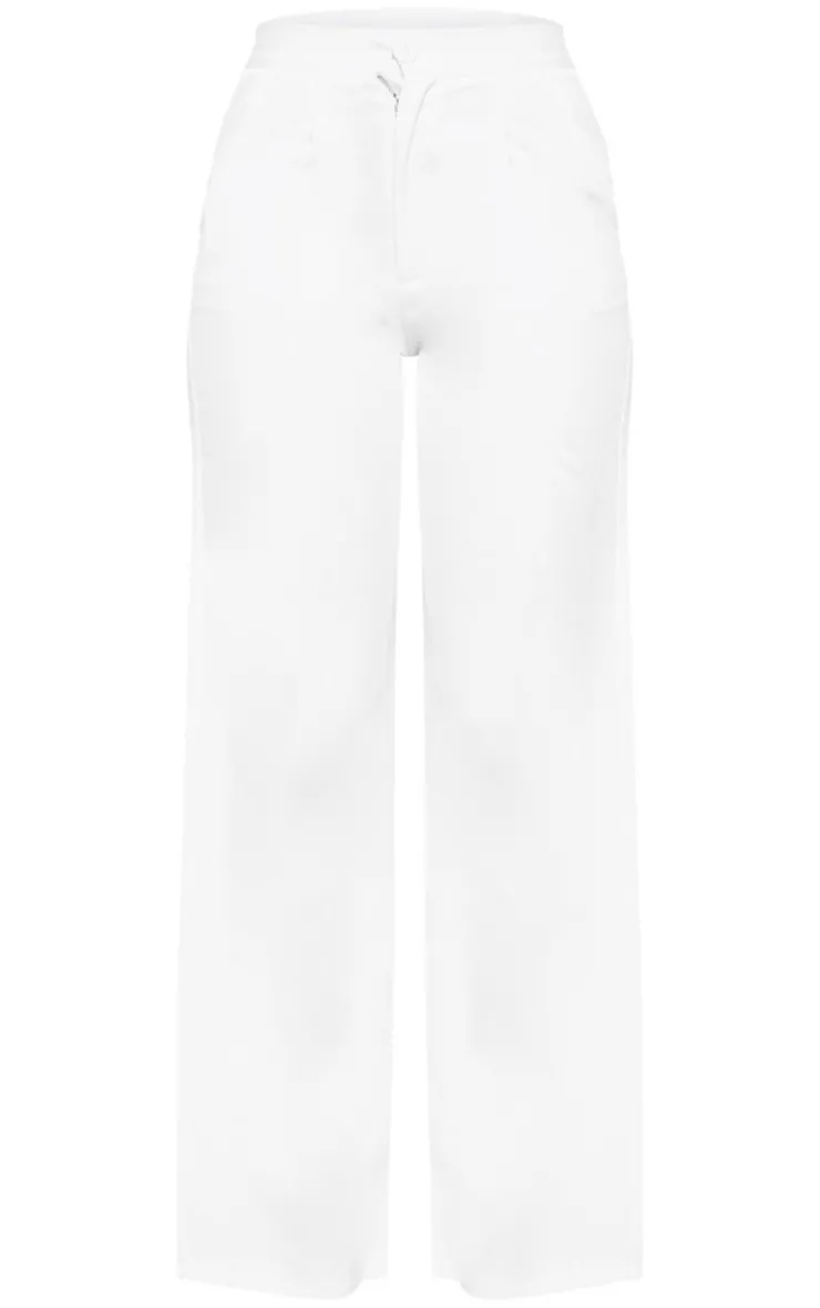 Outlet PrettyLittleThing Premium Tailored Woven Straight Leg Pants White