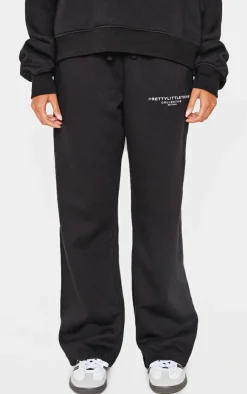 Discount PrettyLittleThing Collective Printed Wide Leg Sweatpants Black