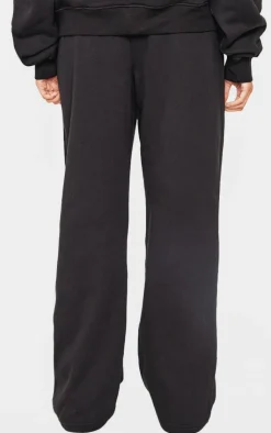 Discount PrettyLittleThing Collective Printed Wide Leg Sweatpants Black