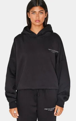 Hot PrettyLittleThing Collective Printed Hoodie Black