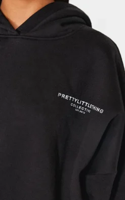 Hot PrettyLittleThing Collective Printed Hoodie Black