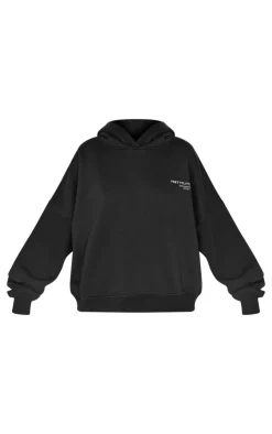 Hot PrettyLittleThing Collective Printed Hoodie Black