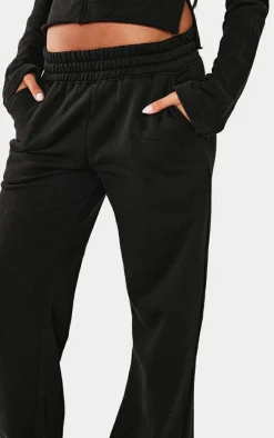 Hot PrettyLittleThing Low Rise Wide Leg Sweatpants Black