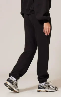 New PrettyLittleThing Oversized Embroidered Cuffed Sweatpants Black