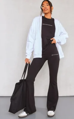 New PrettyLittleThing Printed Flared Pants Black