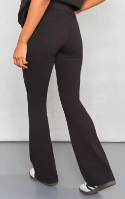 New PrettyLittleThing Printed Flared Pants Black