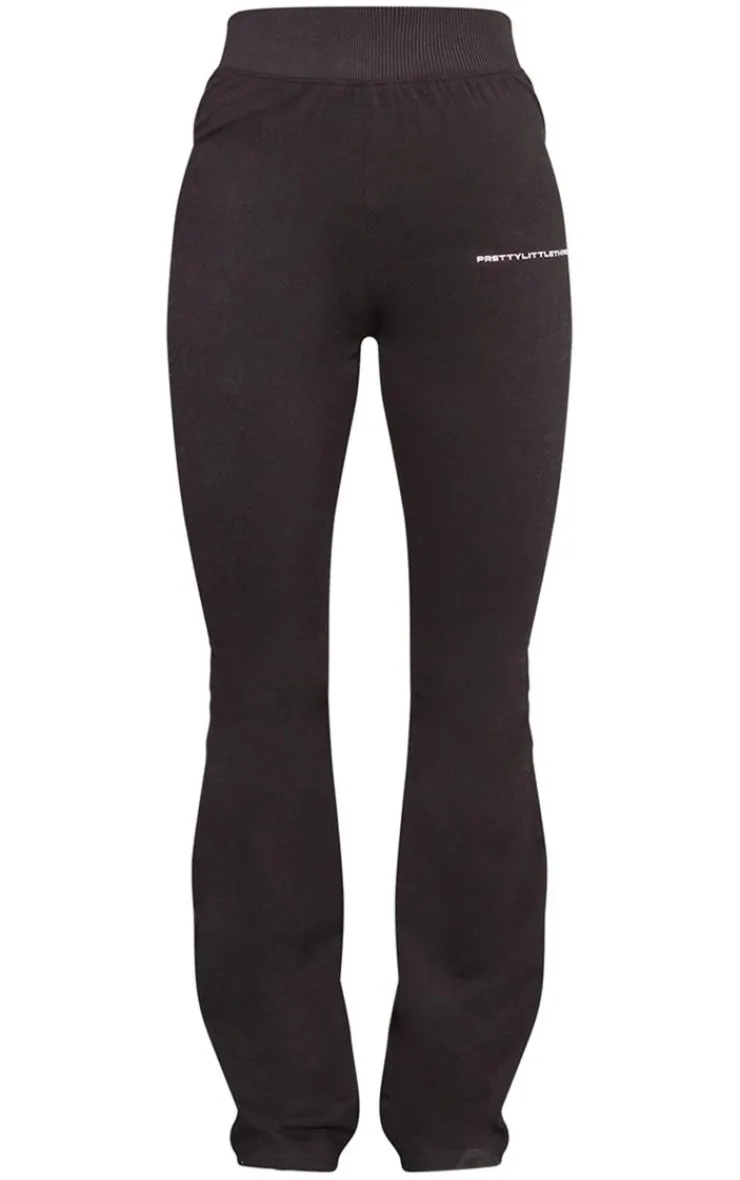 New PrettyLittleThing Printed Flared Pants Black