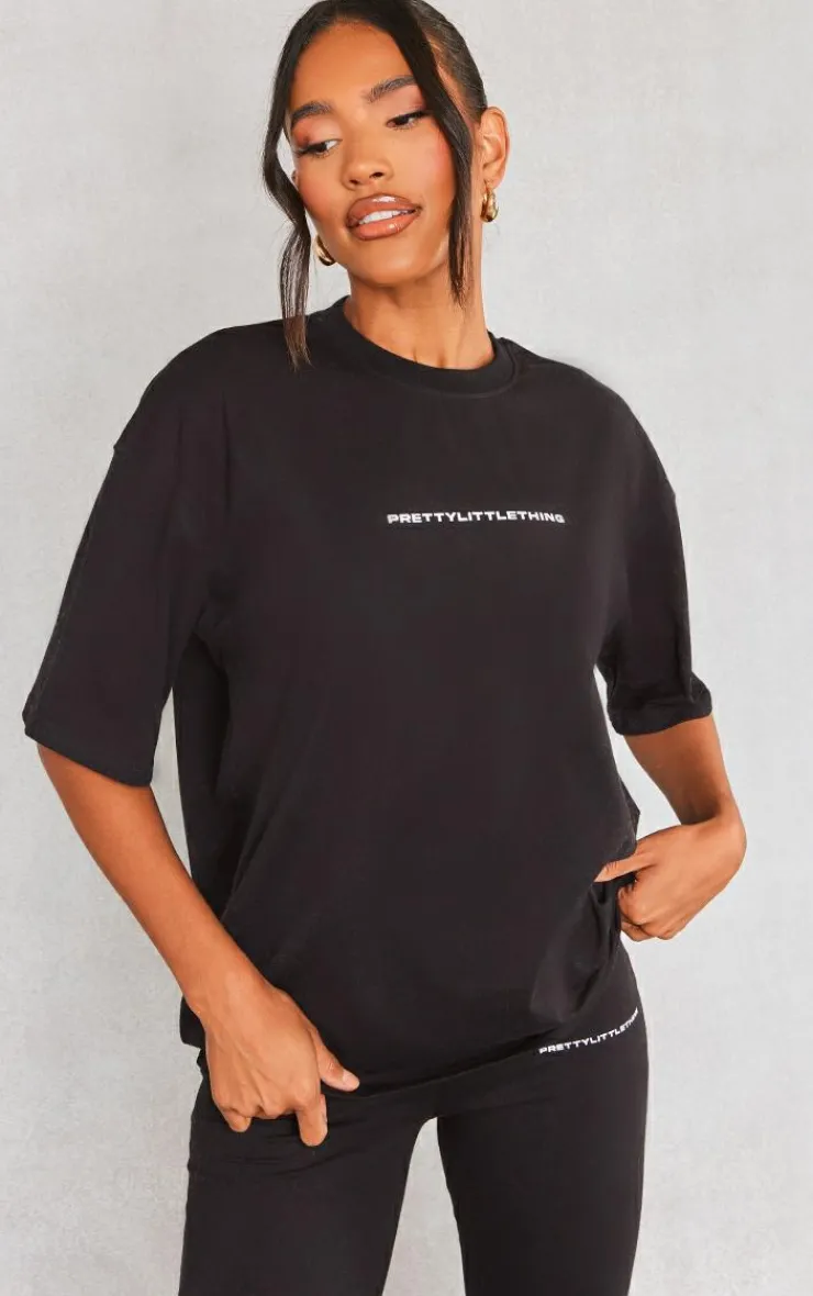 Outlet PrettyLittleThing Print Oversize T Shirt Black