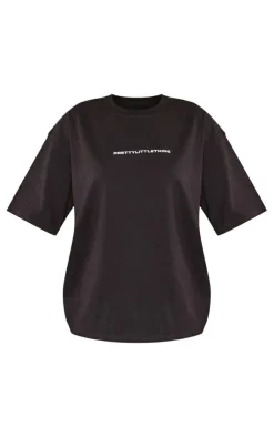 Outlet PrettyLittleThing Print Oversize T Shirt Black