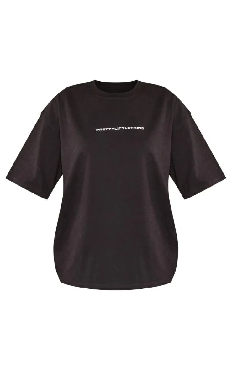 Outlet PrettyLittleThing Print Oversize T Shirt Black