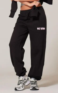 Outlet PrettyLittleThing Premium Studio Print Cuffed Sweatpants Black