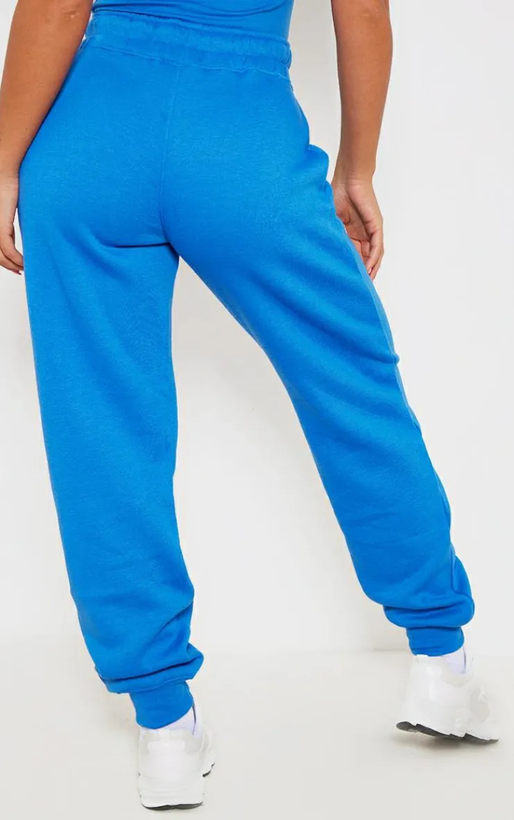 Outlet PrettyLittleThing Logo High Waisted Cuffed Sweatpants Blue
