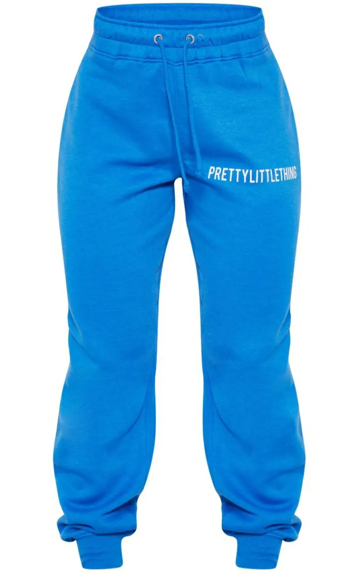 Outlet PrettyLittleThing Logo High Waisted Cuffed Sweatpants Blue