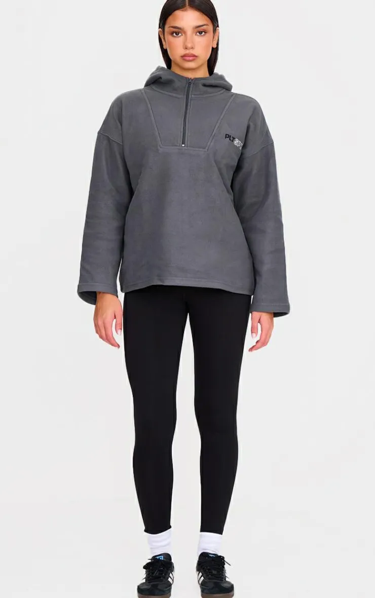 PrettyLittleThing Athletic Jackets*Half Zip Hooded Fleece