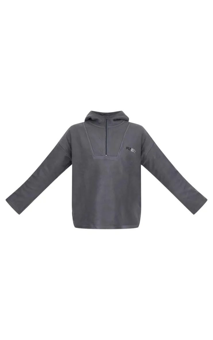 PrettyLittleThing Athletic Jackets*Half Zip Hooded Fleece