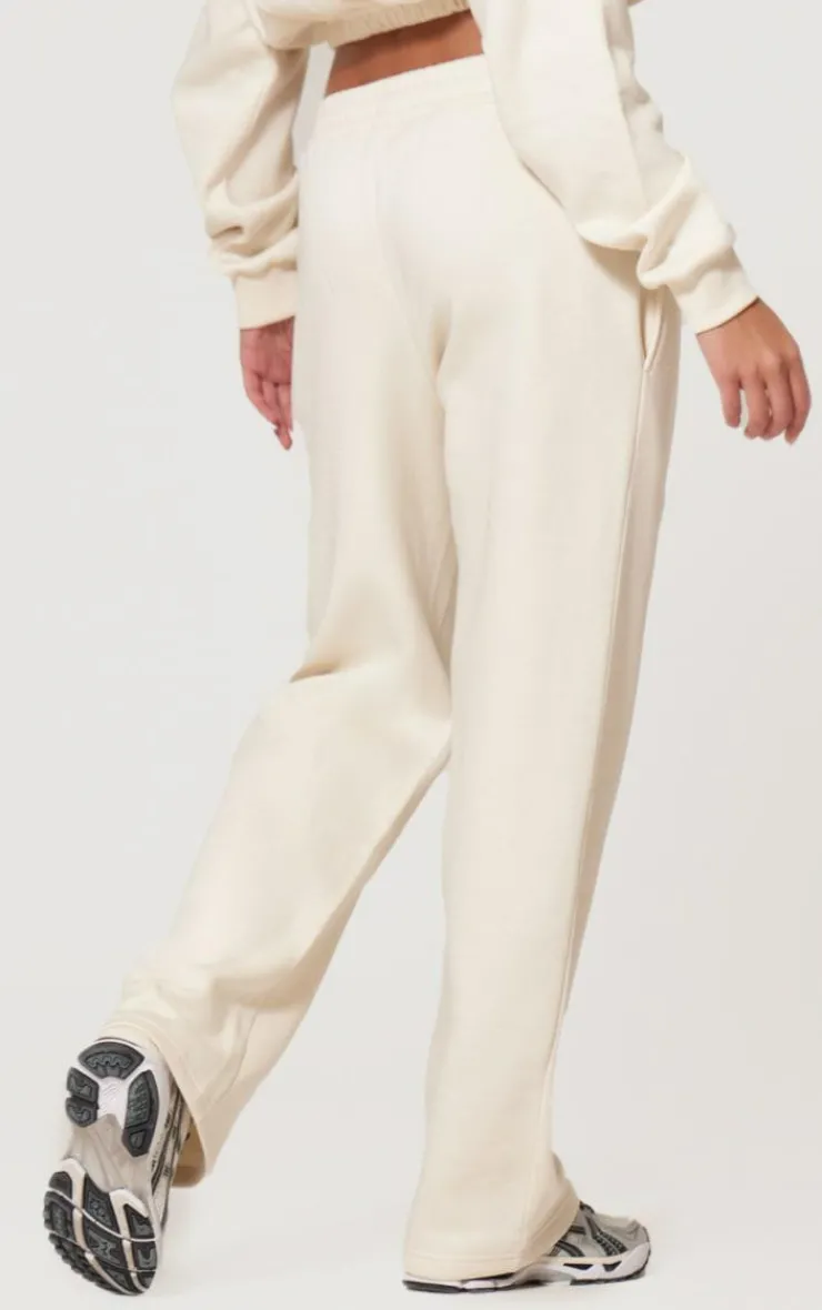 PrettyLittleThing Embroidered Straight Leg Sweatpants Grey Marl