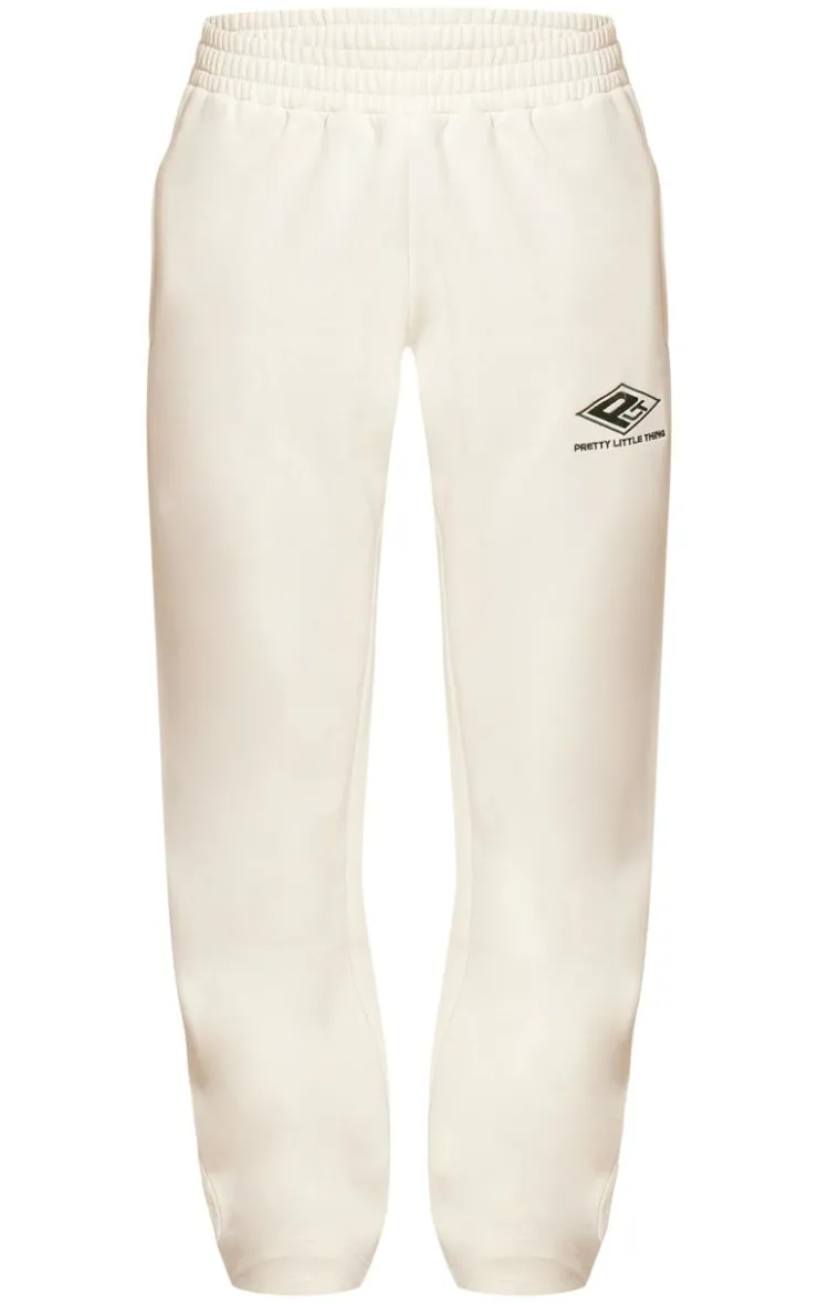 PrettyLittleThing Embroidered Straight Leg Sweatpants Grey Marl