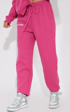 Outlet PrettyLittleThing Graphic Embroidery Sweatpants Hot Pink