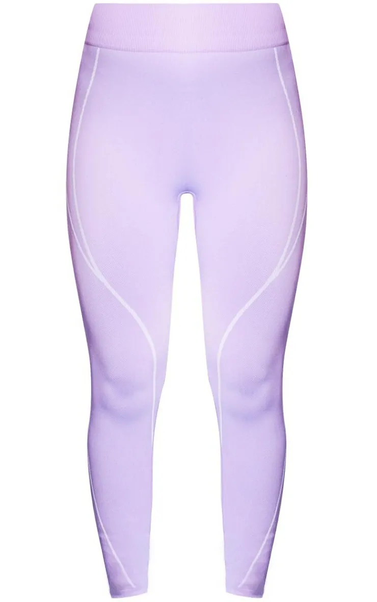 PrettyLittleThing Seamless Gym Wear*Ski Seamless Contrast Seam Bodysuit & Leggings Set