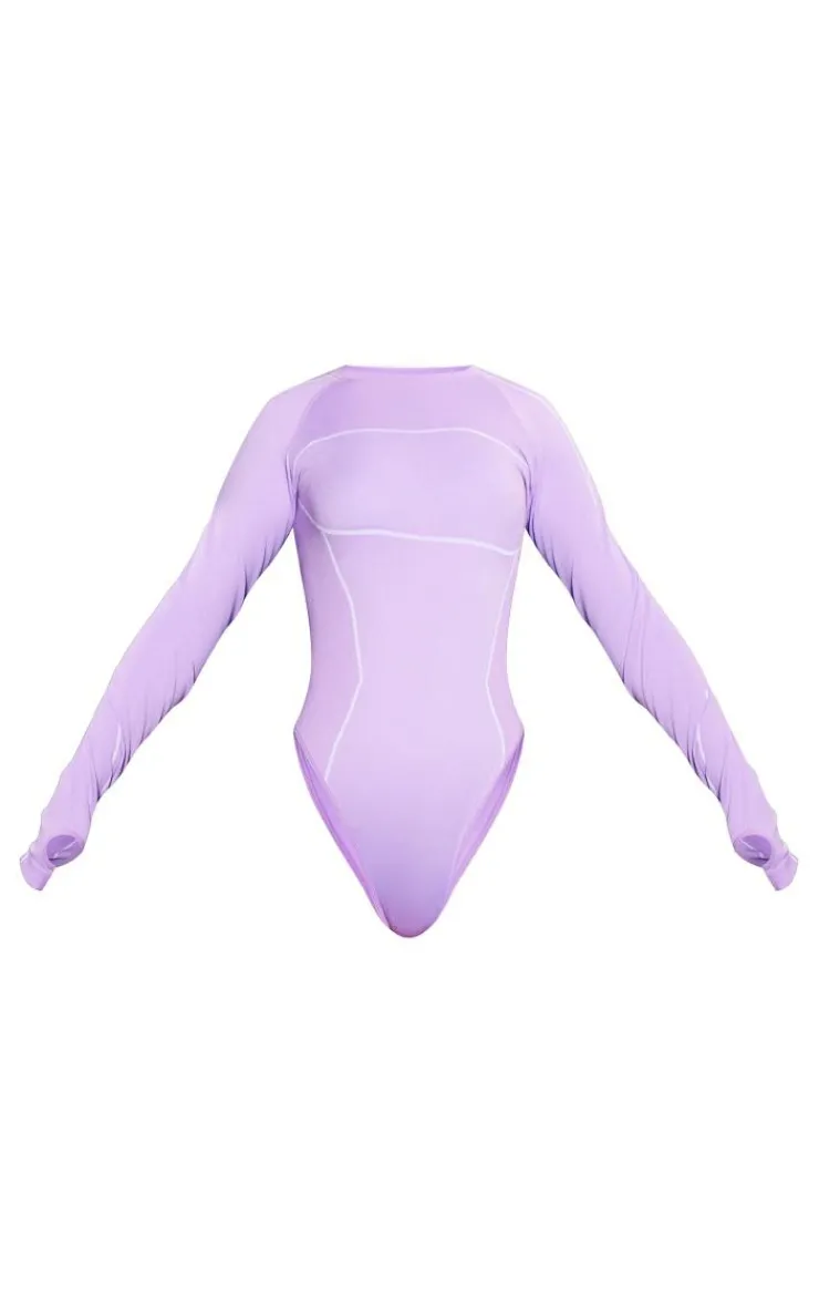 PrettyLittleThing Seamless Gym Wear*Ski Seamless Contrast Seam Bodysuit & Leggings Set