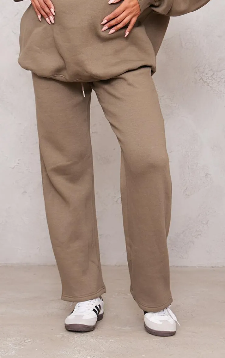 Outlet PrettyLittleThing Maternity Embroidered Wide Leg Sweatpants Khaki