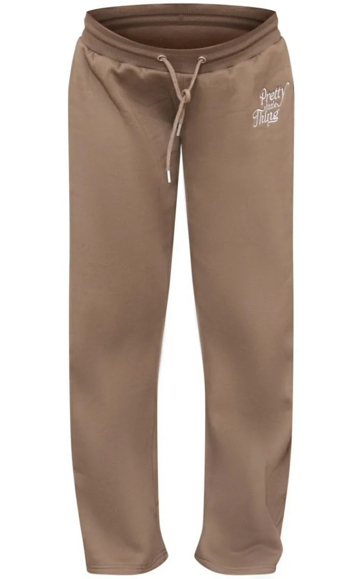 Outlet PrettyLittleThing Maternity Embroidered Wide Leg Sweatpants Khaki