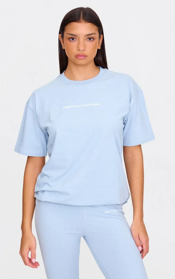 Outlet PrettyLittleThing Printed Oversized T-shirt Pale Blue