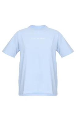 Outlet PrettyLittleThing Printed Oversized T-shirt Pale Blue