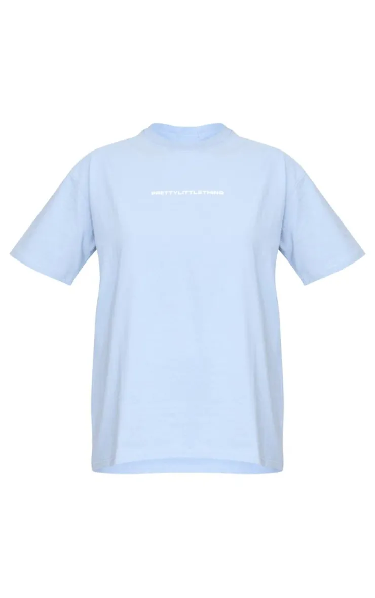 Outlet PrettyLittleThing Printed Oversized T-shirt Pale Blue