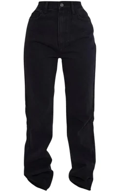 PRETTYLITTLETHING Petite Black Long Leg Straight Jeans