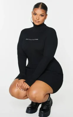 Plus Rib Knitted Bodycon Dress-PrettyLittleThing New