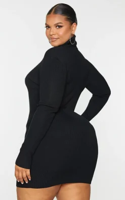 Plus Rib Knitted Bodycon Dress-PrettyLittleThing New