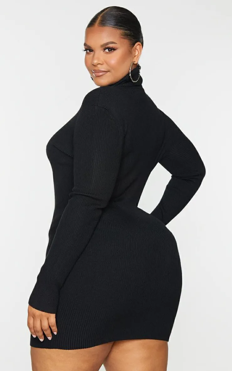Plus Rib Knitted Bodycon Dress-PrettyLittleThing New
