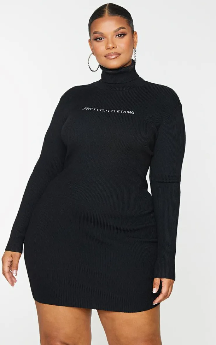 Plus Rib Knitted Bodycon Dress-PrettyLittleThing New