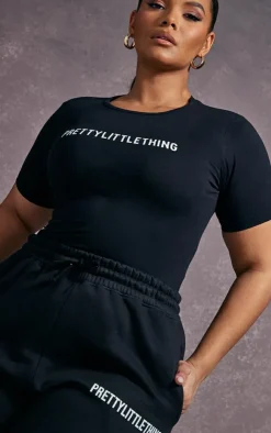 PrettyLittleThing Black Sweatsuits*Plus Cap Sleeve Bodysuit